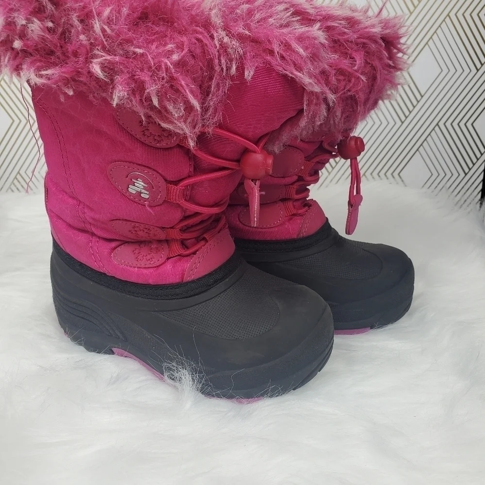 Kamik Winter Boots Girls Soze 10 Pink Fur Lined Snow Winter Warm‎ Grips Fuzzy.